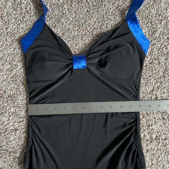 VTG Y2k Women's Taboo Satin Ribbon Trim Asymmetrical Halter Cocktail Dress Sz M - Picture 7 of 7